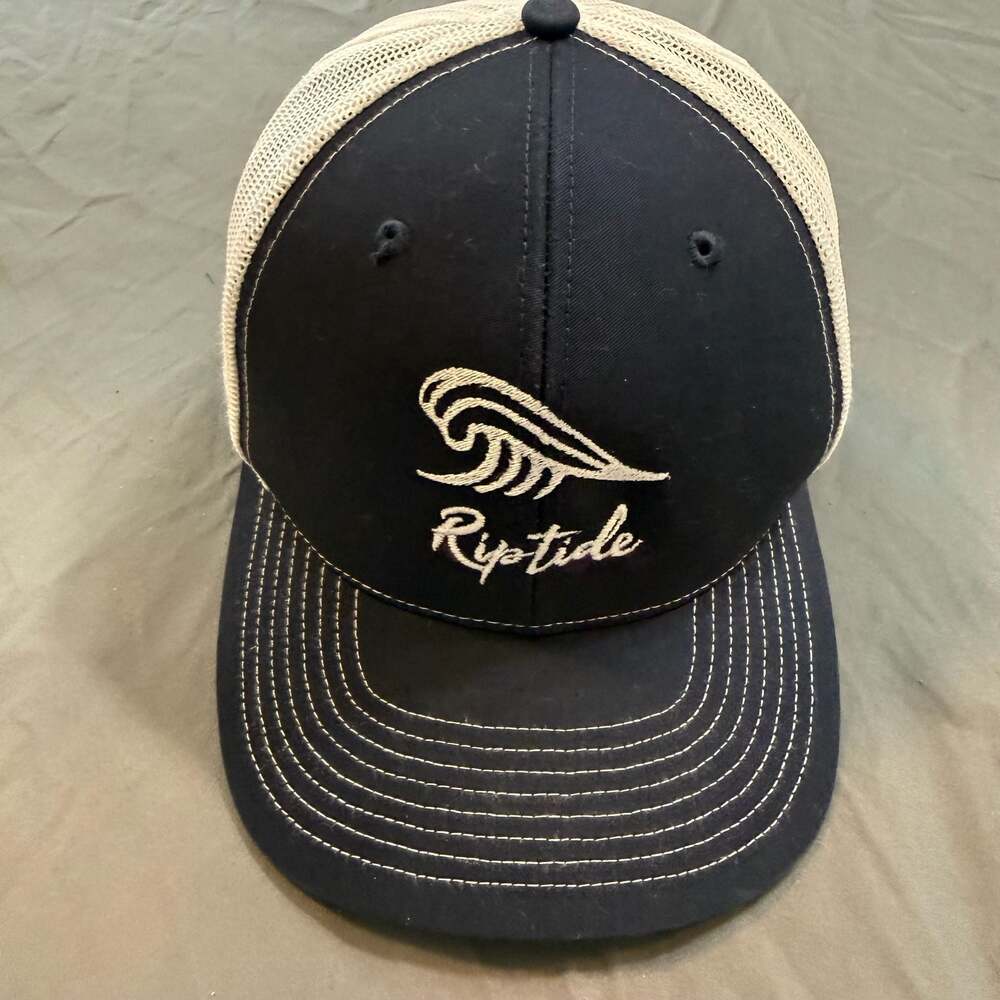 Riptide Wave Trucker Hat Richardson 112 Navy Cream Snapback Surf Fishing Cap